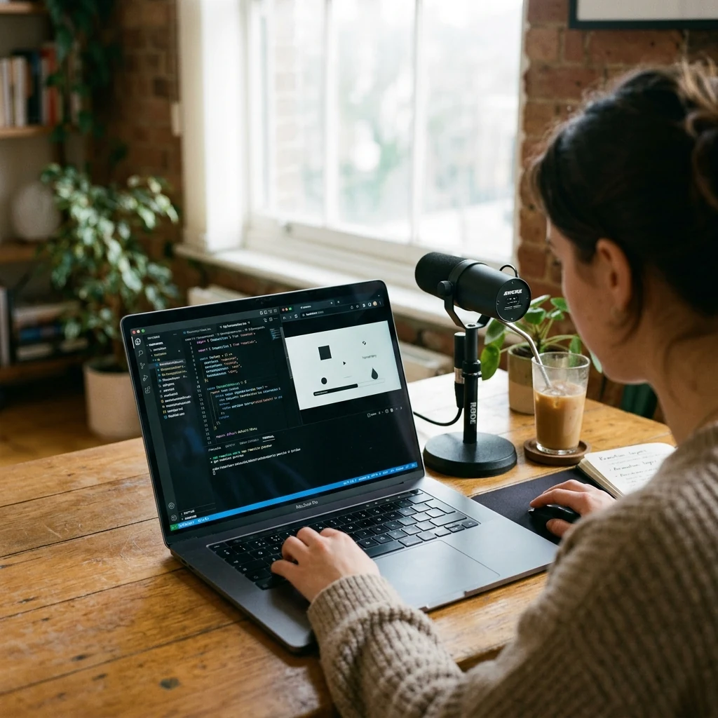 Quy trình lập trình video Remotion và đồng bộ audio trong không gian làm việc thực tế với Claude AI Studio